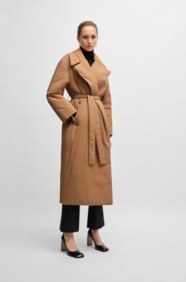 Manteau matelass&eacute; d&eacute;perlant avec ceinture &agrave; nouer, Beige