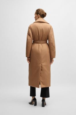 Manteau matelass&eacute; d&eacute;perlant avec ceinture &agrave; nouer, Beige