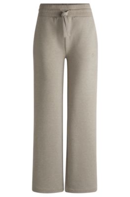 Hugo Boss Cotton-jersey Tracksuit Bottoms With Double B Monogram In Light Grey
