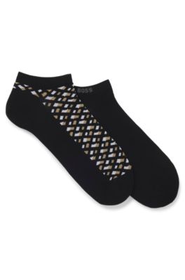 Hugo Boss Boss 2 Pack Monogram Ankle Socks In Black