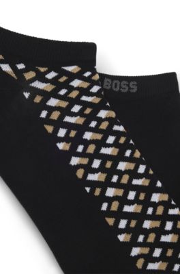 Paquete de dos calcetines tobilleros de algod&oacute;n, Negro