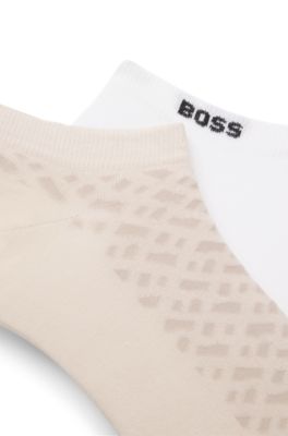 Paquete de dos calcetines tobilleros de algod&oacute;n, Beige claro