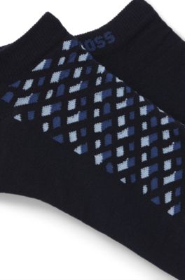 Paquete de dos calcetines tobilleros de algod&oacute;n, Azul