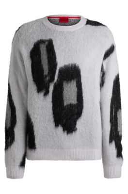 Hugo Boss Relaxed-fit Sweater With Jacquard Pattern And Crew Neck In Patterned