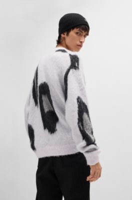 Relaxed-fit sweater with jacquard pattern and crew neck, Patterned