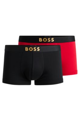 Two-pack of cotton trunks with metallic logos, Light Red