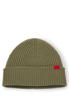 Gorro de punto de lana virgen con etiqueta con logo, Cal