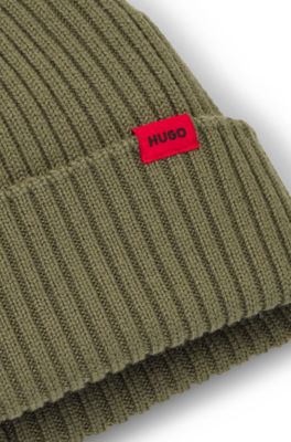 Gorro de punto de lana virgen con etiqueta con logo, Cal