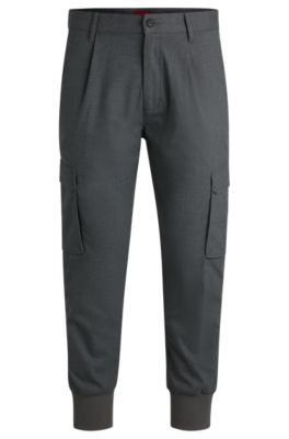 Hugo Boss Slim-fit Trousers In Melange Stretch Twill In Grey