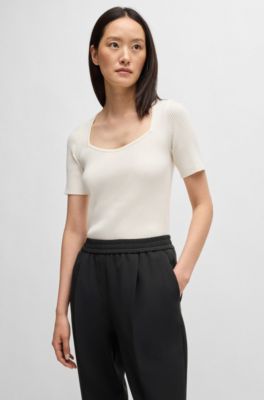 Pantalon habill&eacute; en tissu stretch, Noir