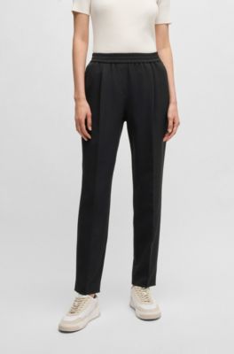 Pantalon habill&eacute; en tissu stretch, Noir