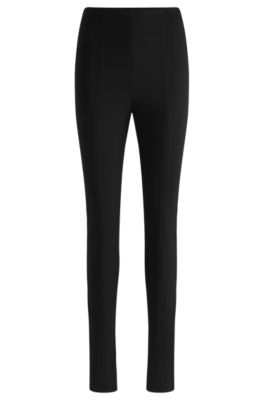 Hugo Boss Formal Trousers In Stretch Fabric With Slit Hems In Black