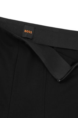 Formal trousers in stretch fabric with slit hems, Black