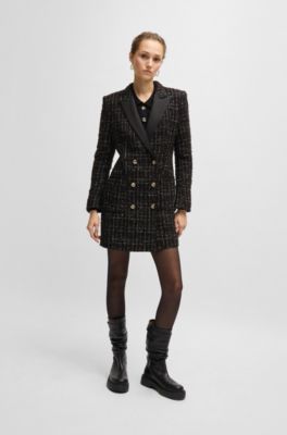 Tuxedo-style dress in sparkling tweed, Black