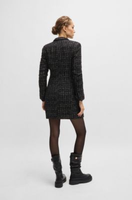 Tuxedo-style dress in sparkling tweed, Black