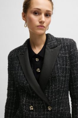 Tuxedo-style dress in sparkling tweed, Black