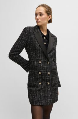 Tuxedo-style dress in sparkling tweed, Black