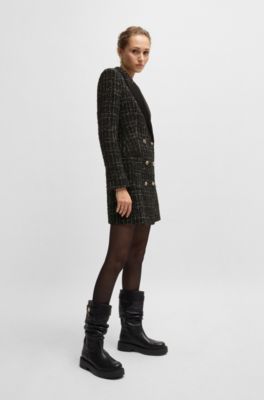 Tuxedo-style dress in sparkling tweed, Black