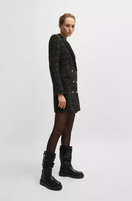 Tuxedo-style dress in sparkling tweed