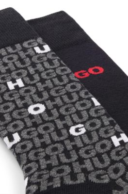 Two-pack of regular-length socks with logo details, Black