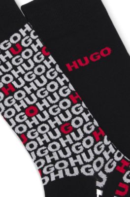 Two-pack of regular-length socks with logo details, Black