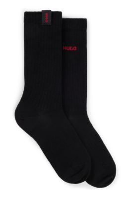 Hugo Boss Two-pack Of Regular-length Socks With Logo Details In Black
