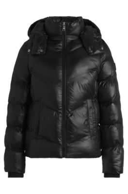 Hugo Boss Water-repellent Padded Jacket With Adjustable Hood In Black