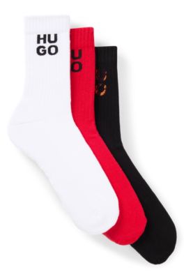 Hugo Boss Three-pack Of Short-length Socks With Logo Details In Patterned
