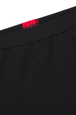 Interlock-cotton pajama bottoms with iridescent logo, Black