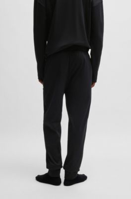 Interlock-cotton pajama bottoms with iridescent logo, Black