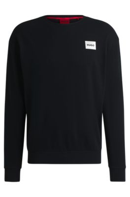 Hugo Boss Relaxed-fit Sweatshirt With Metallic Logo Label In Black