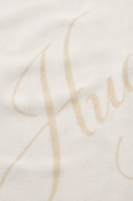 Wool-blend scarf with logo jacquard, White