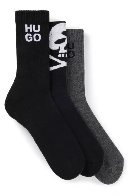 Three-pack of ribbed short socks with seasonal details