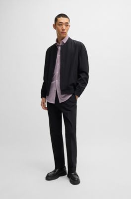 Slim-fit shirt in printed performance-stretch jersey, Dark pink