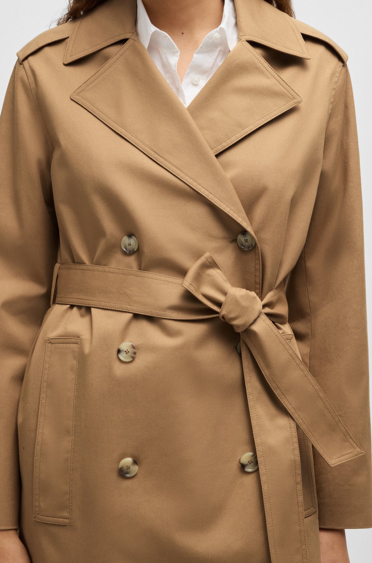 BOSS - Water-repellent trench coat in stretch-cotton BOSS - Water-repellent trench coat in stretch-cotton