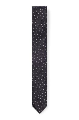 Hugo Boss Silk Tie With Jacquard-woven Pattern In Dark Blue