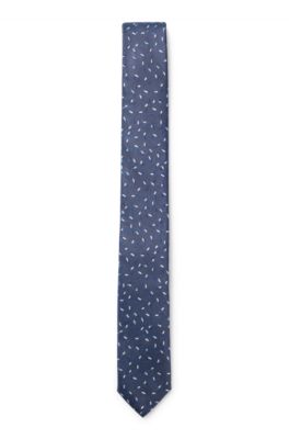 Hugo Boss Silk Tie With Jacquard-woven Pattern In Light Blue