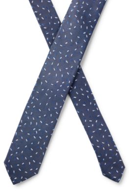 Silk tie with jacquard-woven pattern, Light Blue