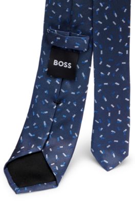 Silk tie with jacquard-woven pattern, Light Blue