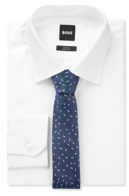 Silk tie with jacquard-woven pattern, Light Blue