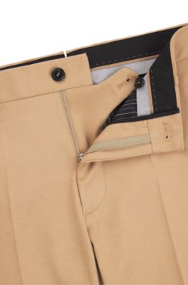 Slim-fit trousers in cotton, cashmere and stretch, Beige