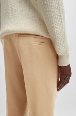 Slim-fit trousers in cotton, cashmere and stretch, Beige