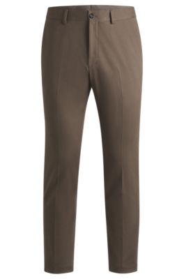 Slim-fit trousers in cotton, cashmere and stretch, Light Brown