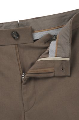Slim-fit trousers in cotton, cashmere and stretch, Light Brown