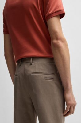 Slim-fit trousers in cotton, cashmere and stretch, Light Brown
