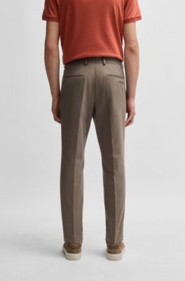 Slim-fit trousers in cotton, cashmere and stretch, Light Brown