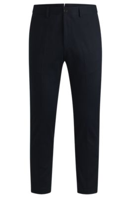 Slim-fit trousers in cotton, cashmere and stretch, Dark Blue