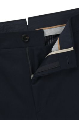 Slim-fit trousers in cotton, cashmere and stretch, Dark Blue