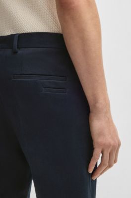 Slim-fit trousers in cotton, cashmere and stretch, Dark Blue