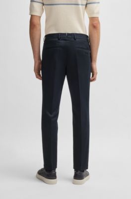 Slim-fit trousers in cotton, cashmere and stretch, Dark Blue